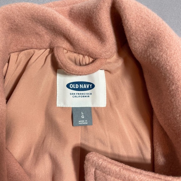 Old Navy Pea Coat Womens Large Pink Zippered Collared Preppy Modern Outerwear - Picture 4 of 7